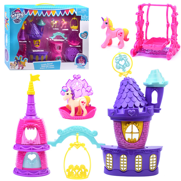 Домик BY1208D-5 "Сказочный" с лошадками, в коробке Домик BY1208D-5 "Сказочный" с лошадками, в коробке