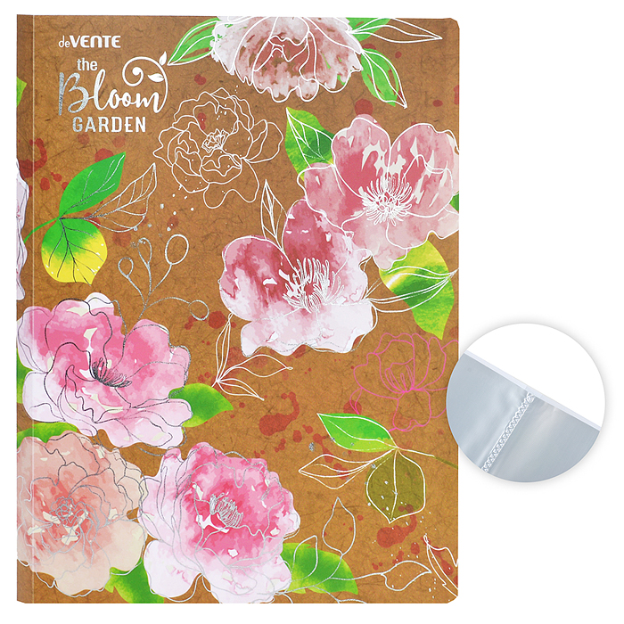Папка с 20 вкладышами A4 "Bloom Garden" A4 (235x310x15 мм) 400 мкм, фактура крафт-имитация