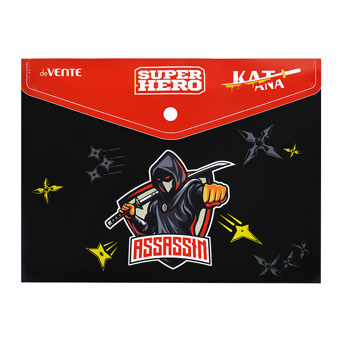 Фото к товару Папка-конверт на кнопке "SuperHero" A5 (240x180 мм) 180 мкм, непрозрачная с рисунком, индив Папка-конверт на кнопке "SuperHero" A5 (240x180 мм) 180 мкм, непрозрачная с рисунком, индив