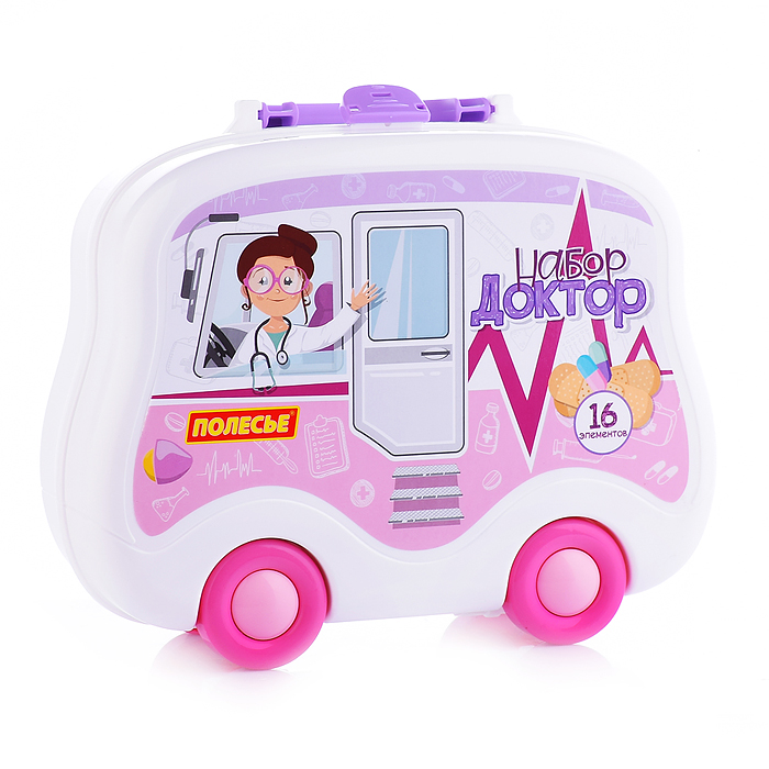 Фото к товару Набор "Доктор №18" (16 элементов) (в чемоданчике на колёсиках) Набор "Доктор №18" (16 элементов) (в чемоданчике на колёсиках)