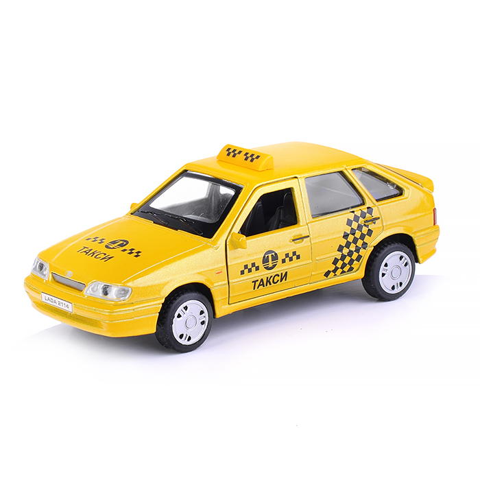 Фото к товару Машина металл Lada -2114 "Samara" Такси, 12 см, (откр. двери, баг,) инерц., в коробке Машина металл Lada -2114 "Samara" Такси, 12 см, (откр. двери, баг,) инерц., в коробке