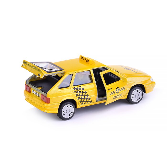 Фото к товару Машина металл Lada -2114 "Samara" Такси, 12 см, (откр. двери, баг,) инерц., в коробке Машина металл Lada -2114 "Samara" Такси, 12 см, (откр. двери, баг,) инерц., в коробке