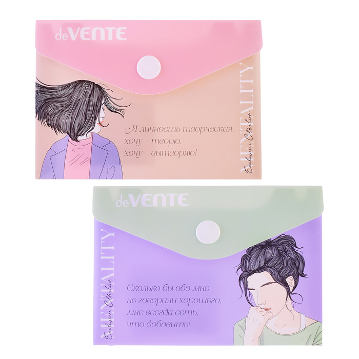 Папка-конверт на кнопке "Mentality" A7 (105x74 мм) 180 мкм, непрозрачная с рисунком, индиви