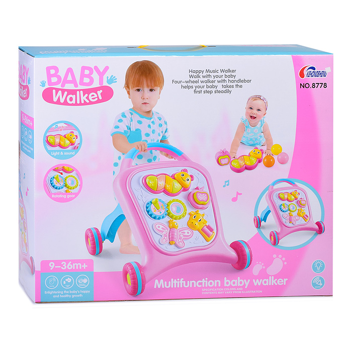 Фото к товару Ходунки 8773 "Милые животные" цвет розовый-голубой, свет, звук Ходунки 8773 "Милые животные" цвет розовый-голубой, свет, звук