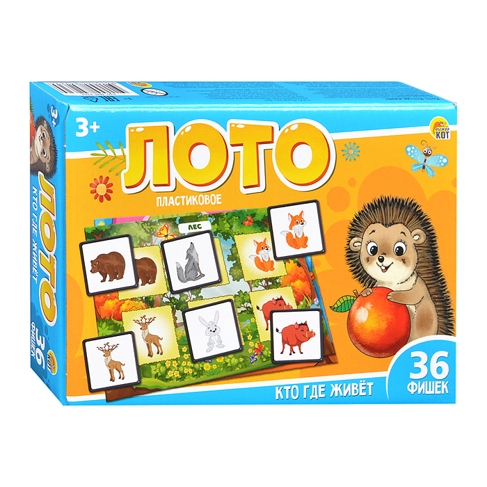 Фото к товару Лото пластмассовое 36 фишек. "Кто где живет" Лото пластмассовое 36 фишек. "Кто где живет"