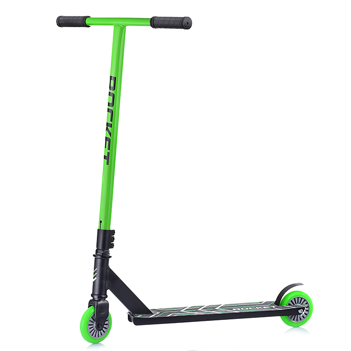 Фото к товару Самокат трюковый ROCKET,колеса PU/пластик 100 мм,ABEC 7, зелёный Самокат трюковый ROCKET,колеса PU/пластик 100 мм,ABEC 7, зелёный