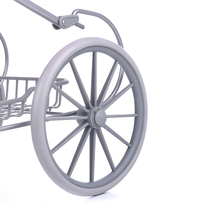 Коляска-люлька 9673 для кукол, металлическая, с корзиной, цвет розовая капля