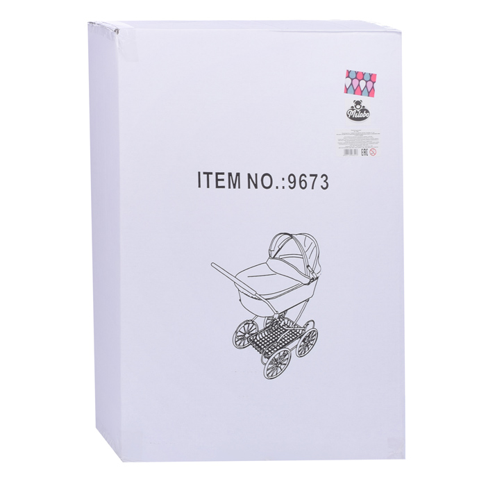 Коляска-люлька 9673 для кукол, металлическая, с корзиной, цвет розовая капля