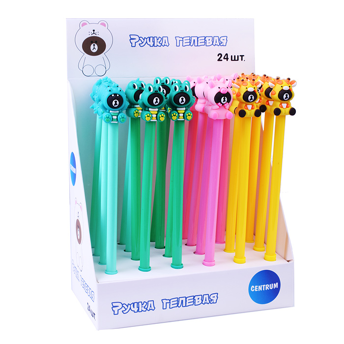 Фото к товару Ручка гелевая "Мишки" 0,5 мм. синие чернила (ассорти) Ручка гелевая "Мишки" 0,5 мм. синие чернила (ассорти)