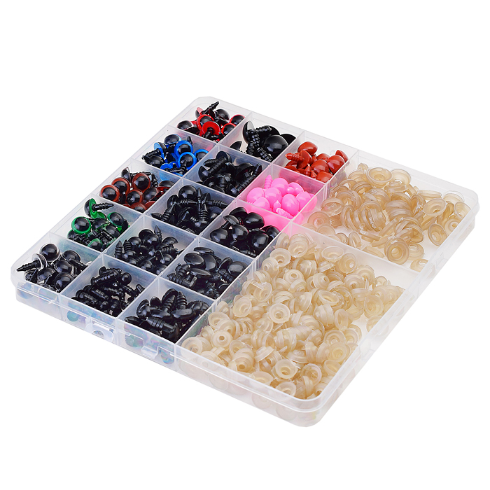 Набор для декорирования. Глазки и носики" пластиковый, 250 шт, тип крепления - винтовой с ф