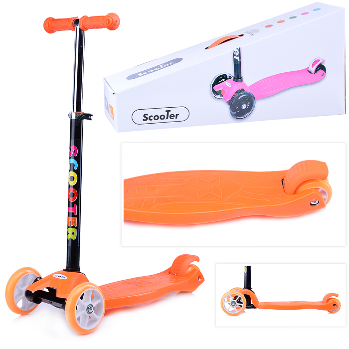 Самокат U038200Y 3-х кол., оранжевый, PVC, ABEC 7, в коробке