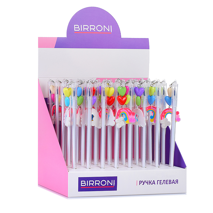 Ручка гелевая  синяя  с подвесом "Радуга" 0,5 