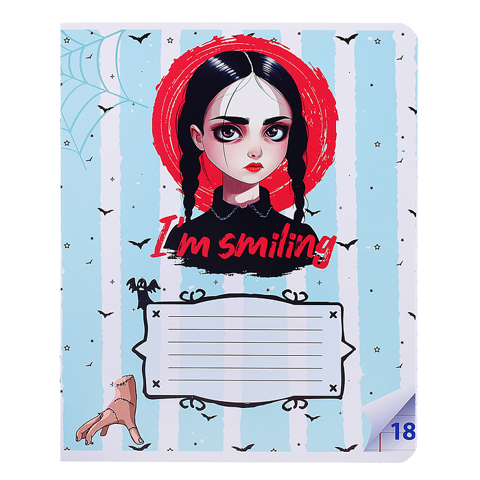 Фото к товару Тетрадь 18 л. линейка "Вэнсдэй коллаж" формат А5, на скрепке, с полями Тетрадь 18 л. линейка "Вэнсдэй коллаж" формат А5, на скрепке, с полями