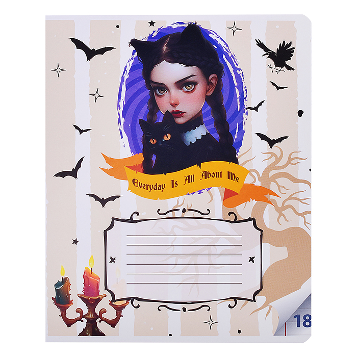 Фото к товару Тетрадь 18 л. линейка "Вэнсдэй коллаж" формат А5, на скрепке, с полями Тетрадь 18 л. линейка "Вэнсдэй коллаж" формат А5, на скрепке, с полями