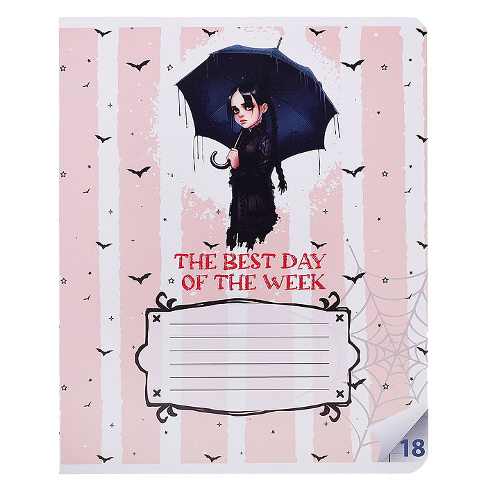 Фото к товару Тетрадь 18 л. линейка "Вэнсдэй коллаж" формат А5, на скрепке, с полями Тетрадь 18 л. линейка "Вэнсдэй коллаж" формат А5, на скрепке, с полями