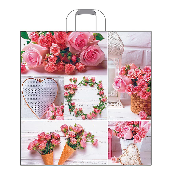 Пакет ПЭ с петлевой ручкой 45х45+3см (Романтичная роза) Пакет ПЭ с петлевой ручкой 45х45+3см (Романтичная роза)
