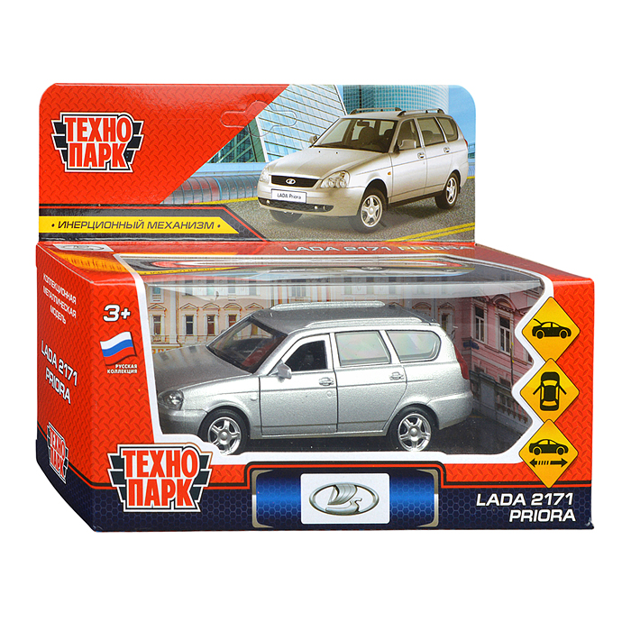 Фото к товару Машина металл LADA Priora 12 см, (двери, багаж, серебристый) инерц, в коробке Машина металл LADA Priora 12 см, (двери, багаж, серебристый) инерц, в коробке