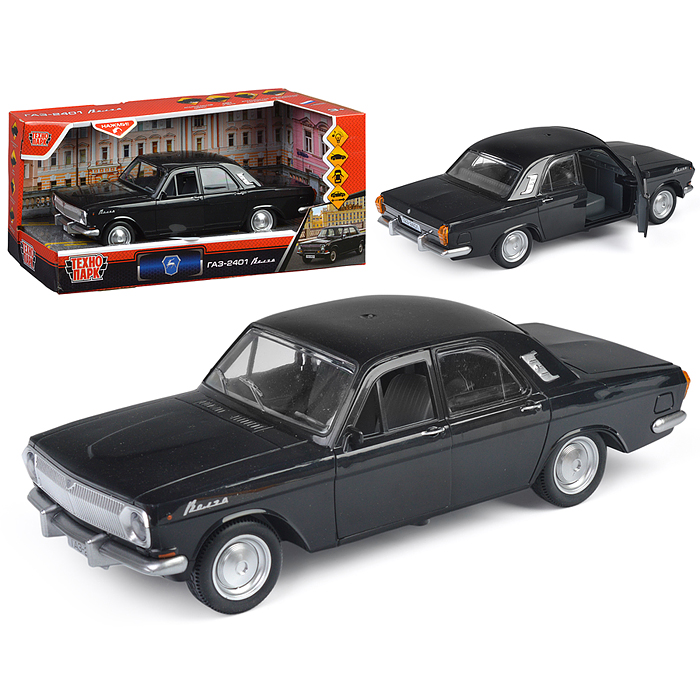 Машина пластик ГАЗ-2401 23 см, (двери, свет-звук, 4 кноп, черный) инерц, в коробке Машина пластик ГАЗ-2401 23 см, (двери, свет-звук, 4 кноп, черный) инерц, в коробке