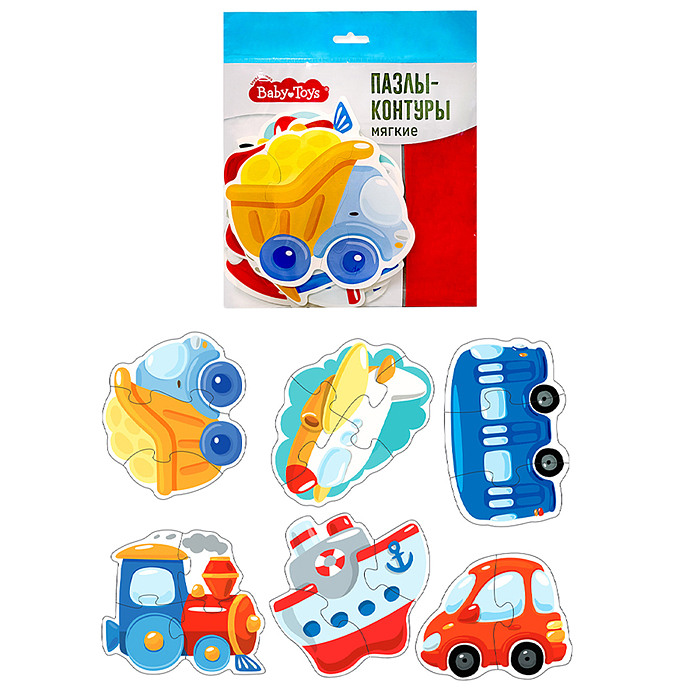 Пазлы-контуры мягкие "Транспорт" 6 штук Baby Toys Пазлы-контуры мягкие "Транспорт" 6 штук Baby Toys