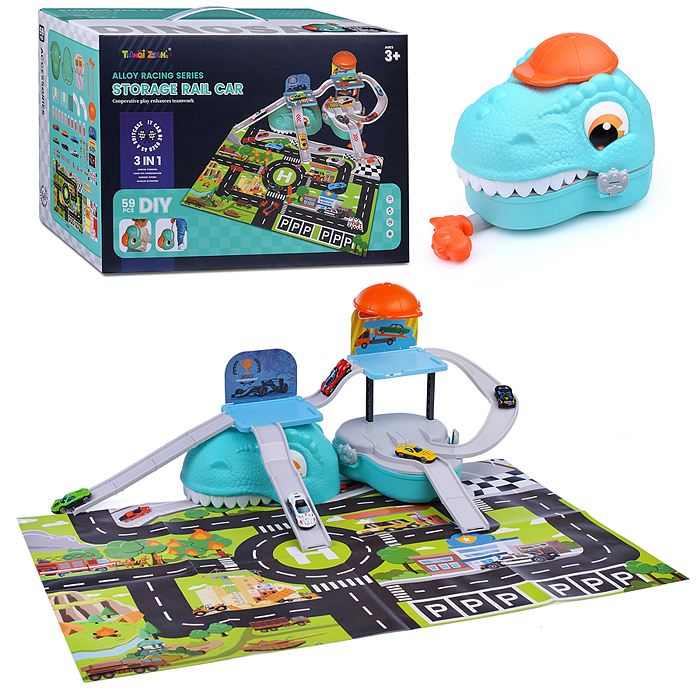 Автотрек 6625 "Дино: хранитель машин" (бирюзовый) в коробке Автотрек 6625 "Дино: хранитель машин" (бирюзовый) в коробке