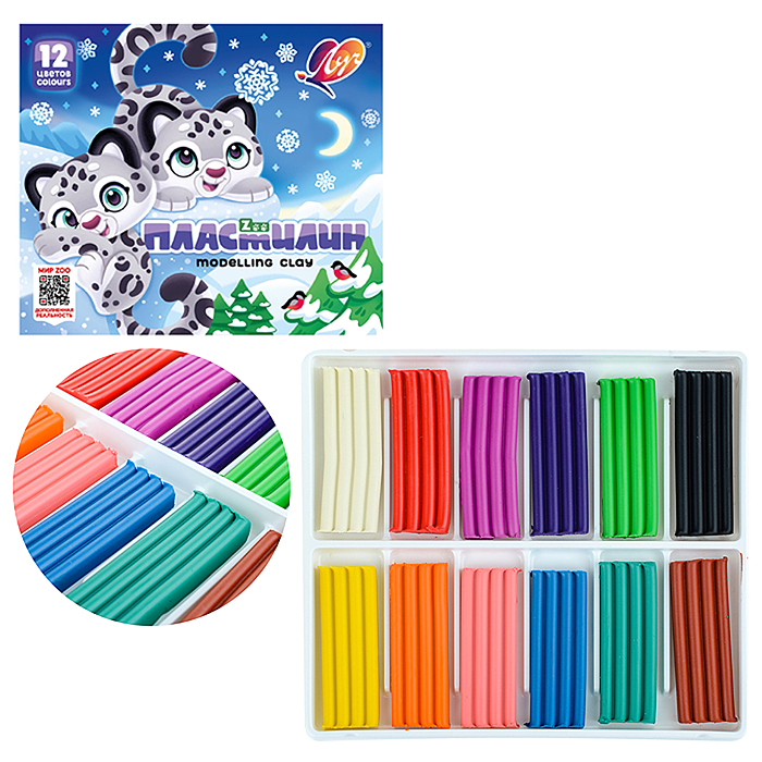 Пластилин 12 цв. "ZOO" 