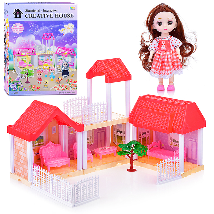 Домик для куклы 666-7S-1 "Сказочная вилла" на батарейках, в коробке Домик для куклы 666-7S-1 "Сказочная вилла" на батарейках, в коробке