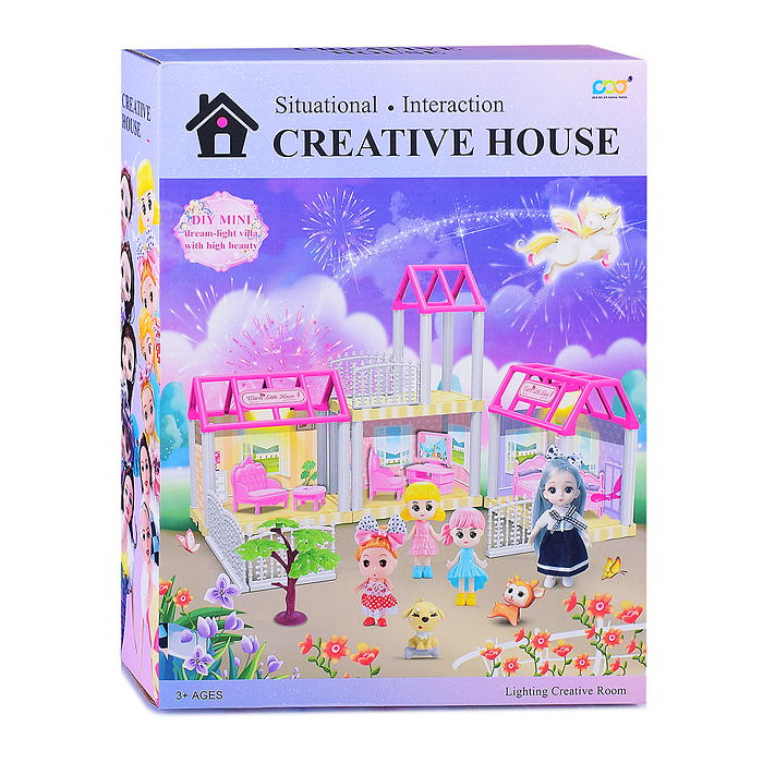 Фото к товару Домик для куклы 666-7S-1 "Сказочная вилла" на батарейках, в коробке Домик для куклы 666-7S-1 "Сказочная вилла" на батарейках, в коробке