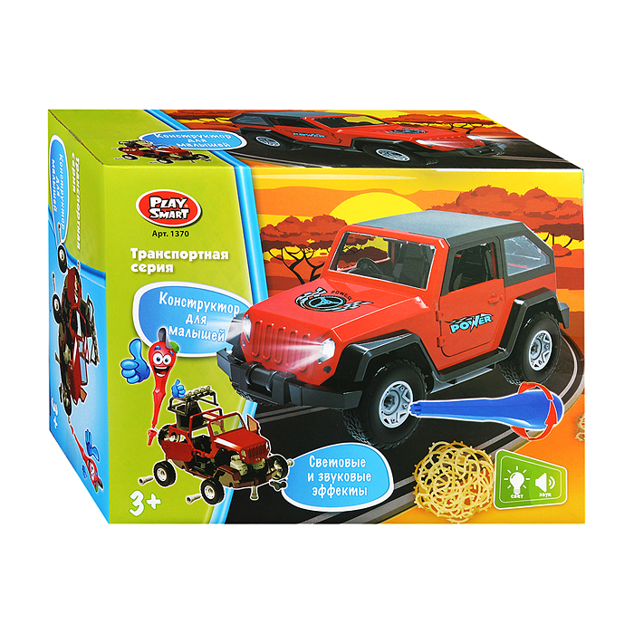 Конструктор 1370 "Внедорожник" с отверткой (свет,звук) в коробке Конструктор 1370 "Внедорожник" с отверткой (свет,звук) в коробке