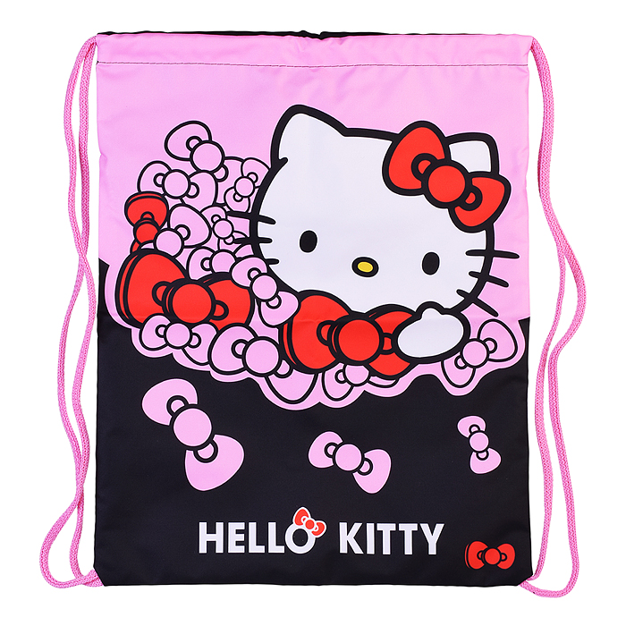 Мешок для обуви "Hello Kitty" 1 отделение, 350*430 мм, полиэстер, петля для подвеса, карман с м