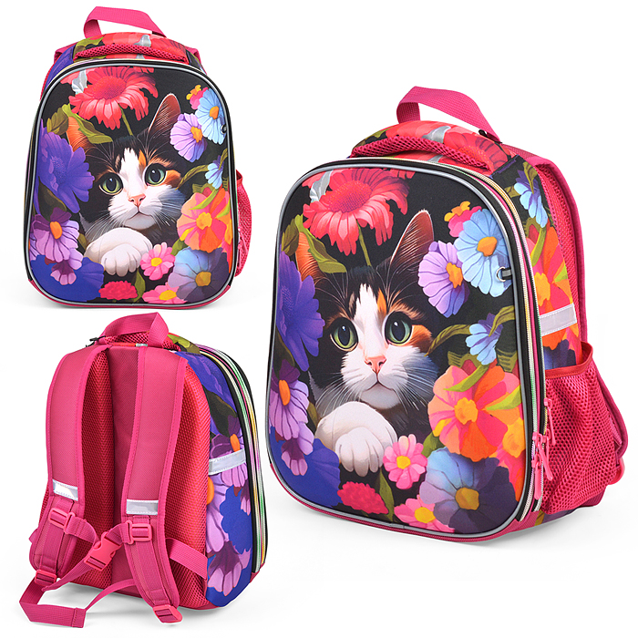 Рюкзак каркасный "Кот" в цветах формованный из полимеров, материал: нейлон, полиэстер, полноцвет Рюкзак каркасный "Кот" в цветах формованный из полимеров, материал: нейлон, полиэстер, полноцвет