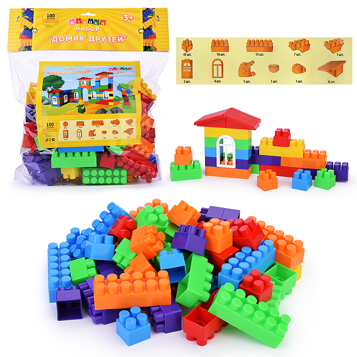 Игрушка-конструктор детский, набор "Домик Друзей", 100 деталей