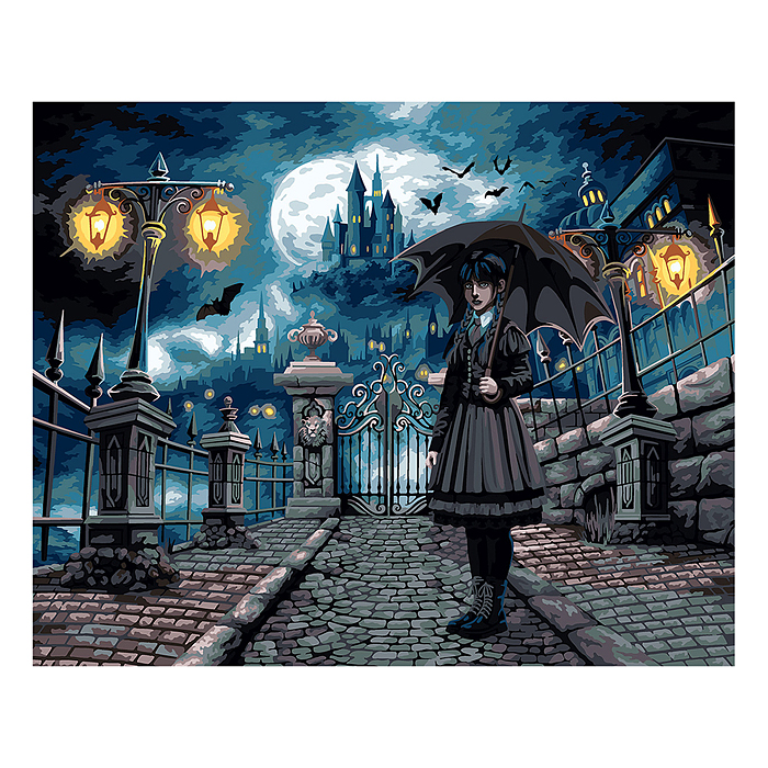 Набор для раскрашивания по номерам (со светодиодами ) 50х40 см "Замок тьмы"