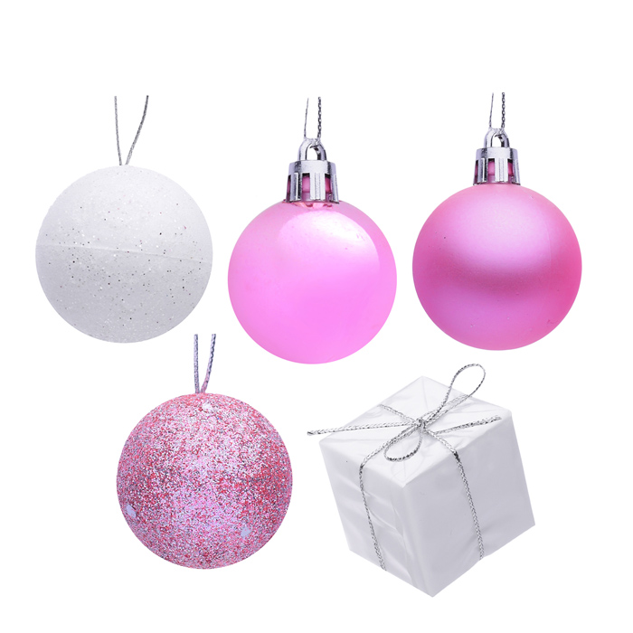 Фото к товару Набор новогодних шаров S1666 "Новогодние забавы" белые,нежно-розовые (4см*16шт) Набор новогодних шаров S1666 "Новогодние забавы" белые,нежно-розовые (4см*16шт)