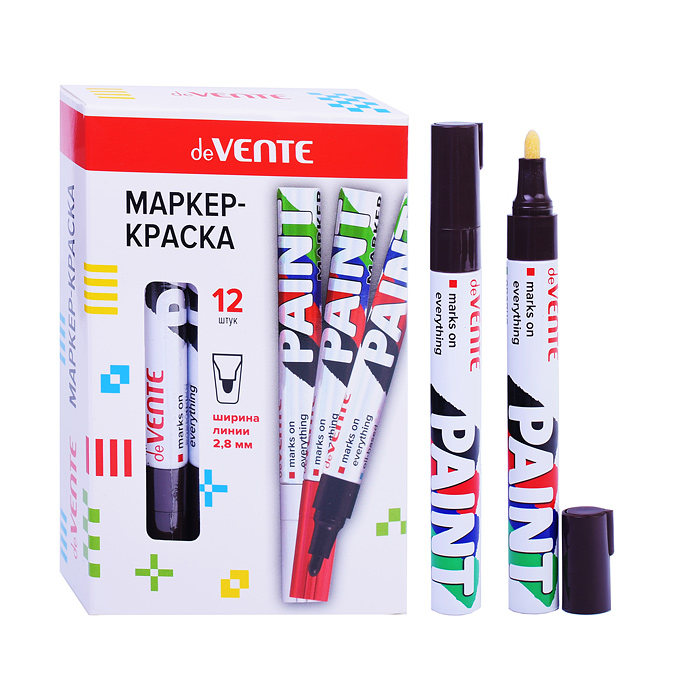 Маркер-краска коричневая, круглый алюминиевый корпус, с клипом, нитро-основа, пулевидный наконечник