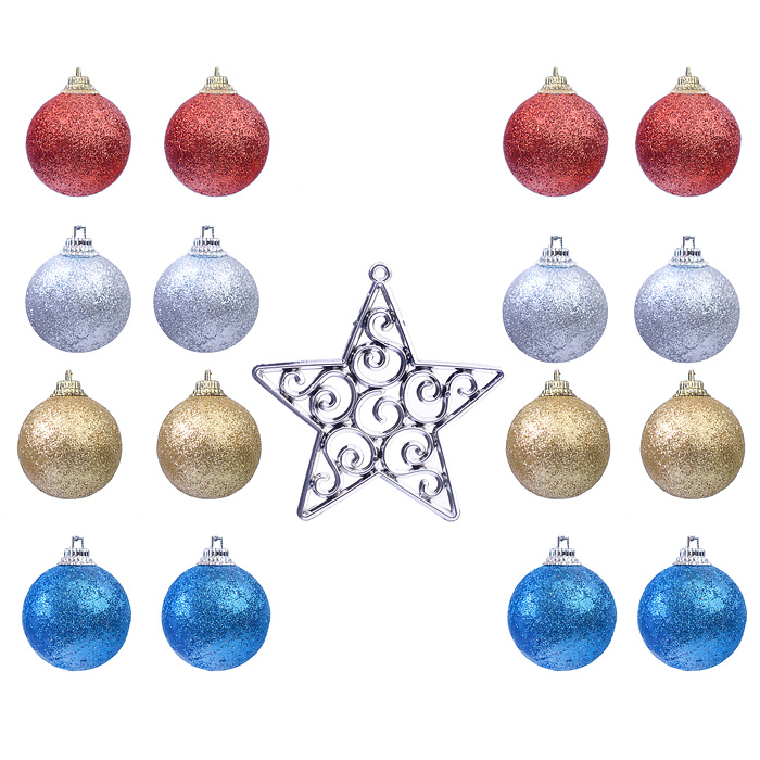 Набор новогодних украшений S1640 "Волшебство" (4см.*13шт.) Набор новогодних украшений S1640 "Волшебство" (4см.*13шт.)