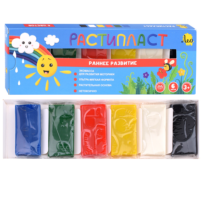 Пластилин растительный 6цв. 120г. "РАСТИпласт" (в картонной упаковке) Пластилин растительный 6цв. 120г. "РАСТИпласт" (в картонной упаковке)