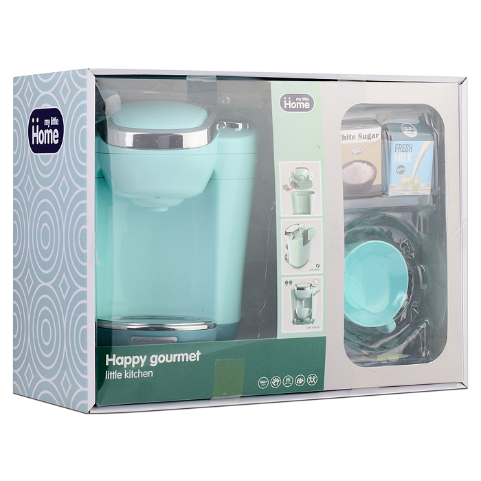 Фото к товару Бытовая техника A1008-4 "Кофемашина" с аксессуарами, бирюзовый , (свет, звук) в коробке Бытовая техника A1008-4 "Кофемашина" с аксессуарами, бирюзовый , (свет, звук) в коробке