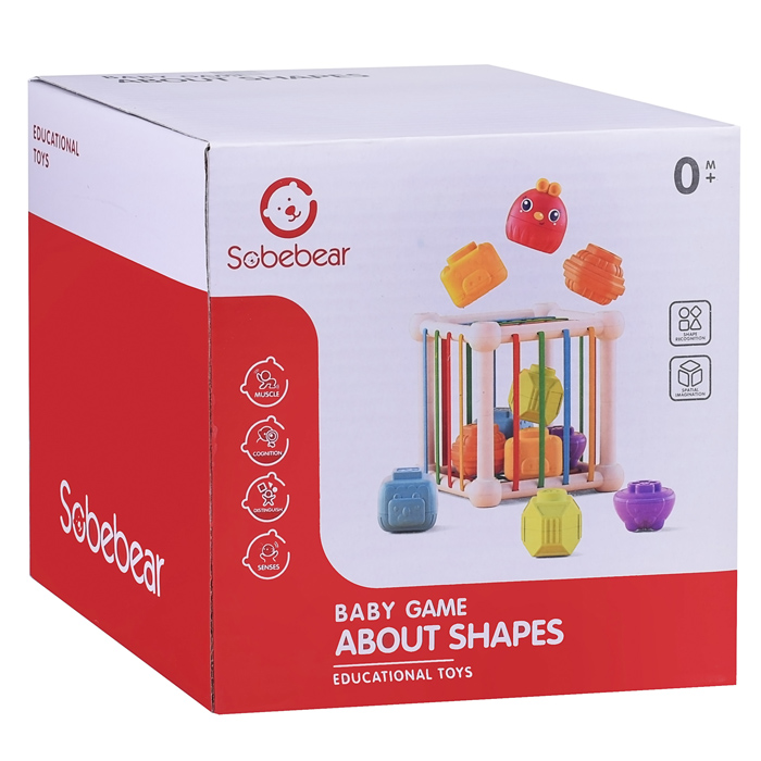 Сортер тактильный YL1303B "Гусеница" с развивающими фигурками, в коробке