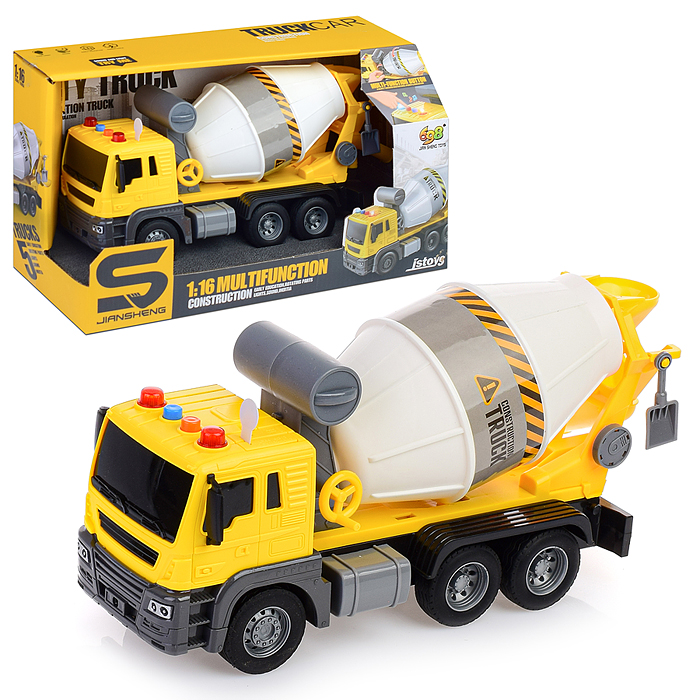 Машина JS102 "Бетономешалка" 1:16 (свет, звук) в коробке (цвет желтый) Машина JS102 "Бетономешалка" 1:16 (свет, звук) в коробке (цвет желтый)