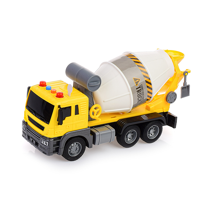 Фото к товару Машина JS102 "Бетономешалка" 1:16 (свет, звук) в коробке (цвет желтый) Машина JS102 "Бетономешалка" 1:16 (свет, звук) в коробке (цвет желтый)