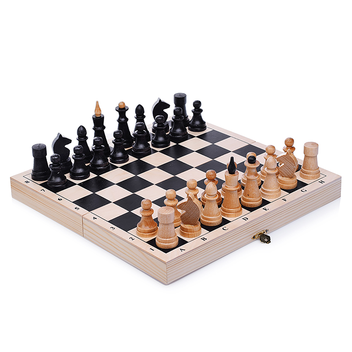 Игра 2в1 дорожная с обиходными деревянными шахматами "Объедовские" (шахматы, шашки) "Классика" (290*