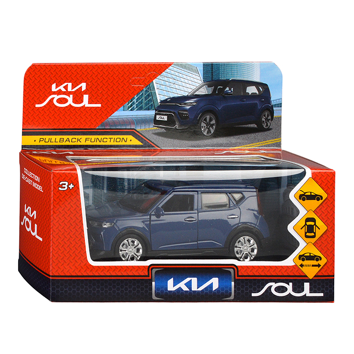Машина металл KIA soul 12 см, (двери, багаж., темно-синий)инерц., в коробке