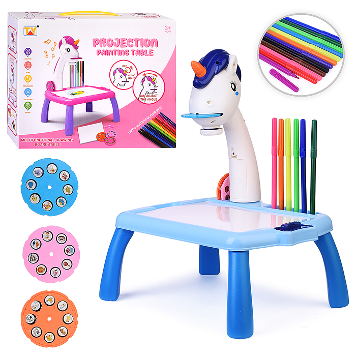 Доска для рисования 2200-6 "Единорожка" с проектором, в коробке