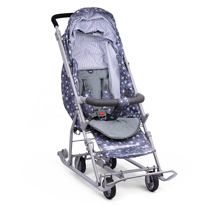 Фото к товару Коляска комбинированная "Наши детки 6" джинс со звездами (серый каркас) Коляска комбинированная "Наши детки 6" джинс со звездами (серый каркас)