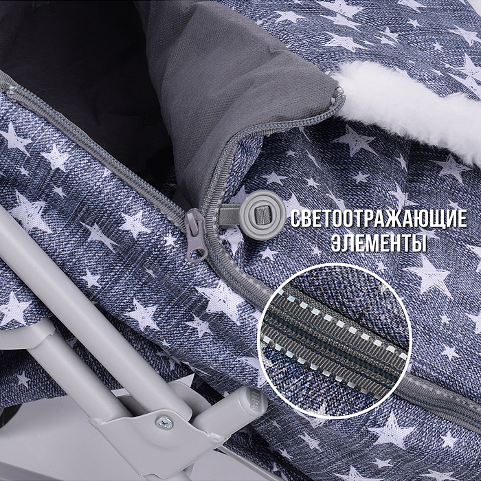 Фото к товару Коляска комбинированная "Наши детки 6" джинс со звездами (серый каркас) Коляска комбинированная "Наши детки 6" джинс со звездами (серый каркас)