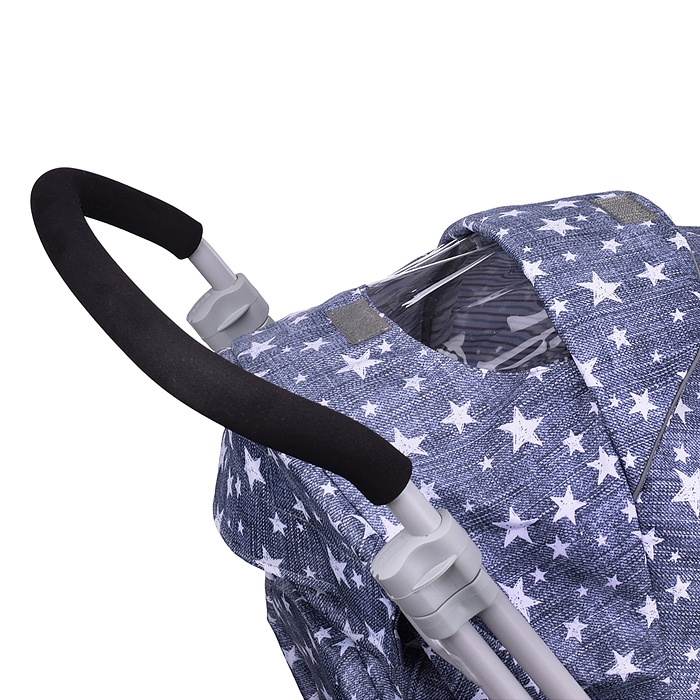 Фото к товару Коляска комбинированная "Наши детки 6" джинс со звездами (серый каркас) Коляска комбинированная "Наши детки 6" джинс со звездами (серый каркас)