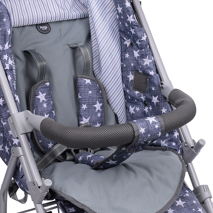 Фото к товару Коляска комбинированная "Наши детки 6" джинс со звездами (серый каркас) Коляска комбинированная "Наши детки 6" джинс со звездами (серый каркас)