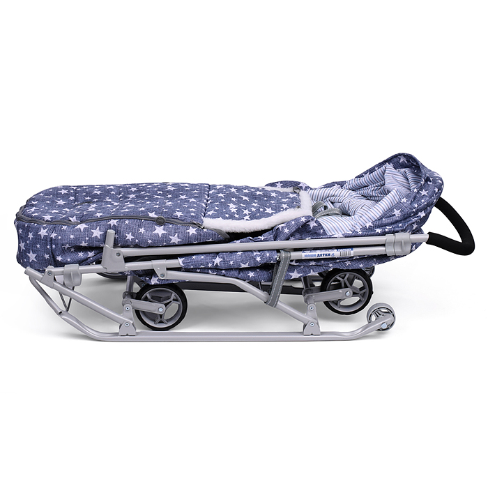 Фото к товару Коляска комбинированная "Наши детки 6" джинс со звездами (серый каркас) Коляска комбинированная "Наши детки 6" джинс со звездами (серый каркас)