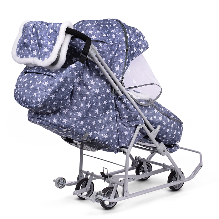 Фото к товару Коляска комбинированная "Наши детки 6" джинс со звездами (серый каркас) Коляска комбинированная "Наши детки 6" джинс со звездами (серый каркас)