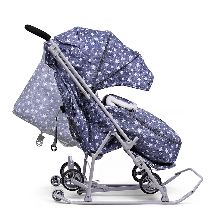 Фото к товару Коляска комбинированная "Наши детки 6" джинс со звездами (серый каркас) Коляска комбинированная "Наши детки 6" джинс со звездами (серый каркас)